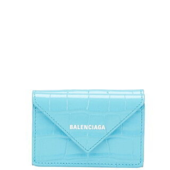 BALENCIAGA Wallet Crocodile Tri Blue Leather - Picture 1 of 8